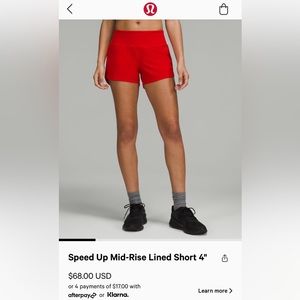 Lululemon Speed Up Mid-rise Lined Shorts 4”